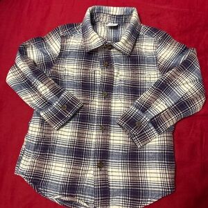 GAP Kids Plaid Button-Down Shirt - Navy and Cream